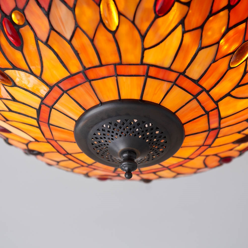 Endon 70721 - Tiffany-Deckenleuchte DRAGONFLY, 2x E27/60W/230V, Ø 41 cm
