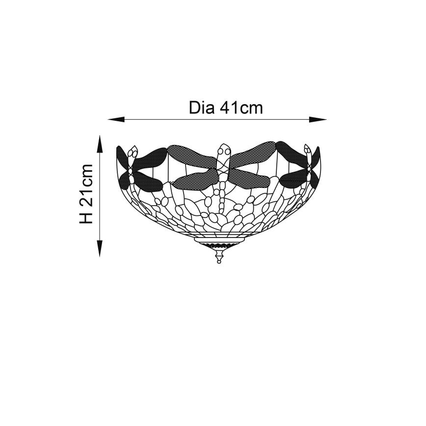 Endon 70722 - Deckenleuchte Tiffany DRAGONFLY 2xE27/60W/230V Ø 41 cm