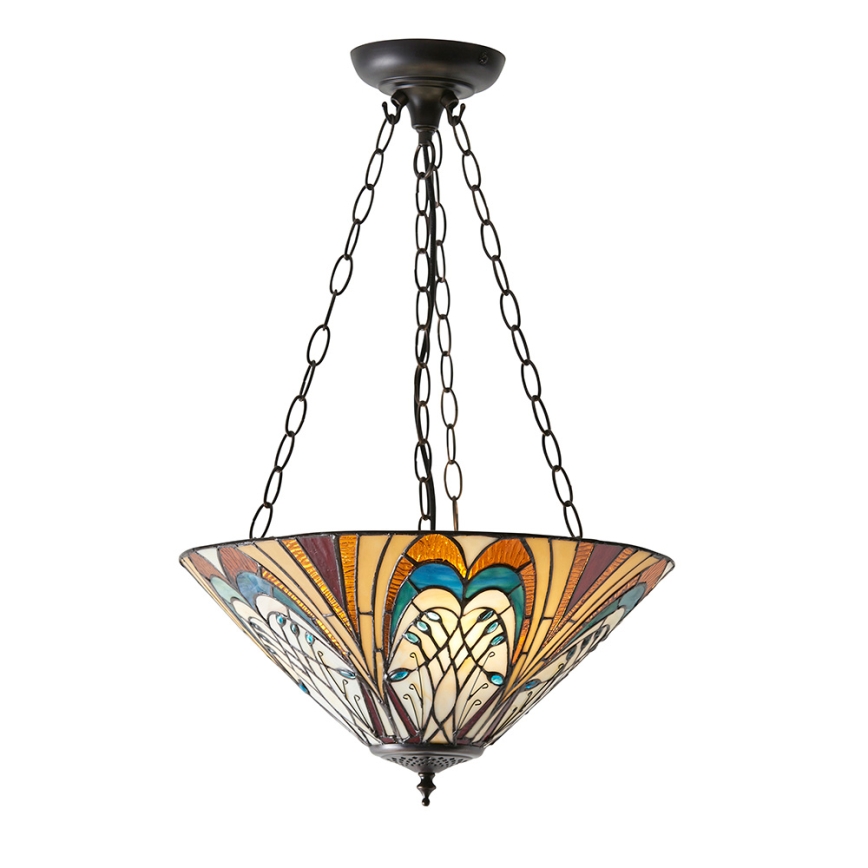 Endon 70750 - Kronleuchter mit Kette Tiffany HECTOR 3xE27/60W/230V Ø 40 cm