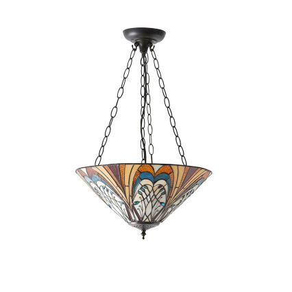 Endon 70750 - Kronleuchter mit Kette Tiffany HECTOR 3xE27/60W/230V Ø 40 cm