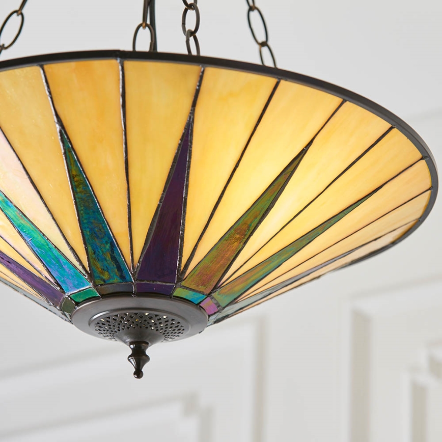 Endon 70754 - Kronleuchter mit Kette Tiffany DARK STAR 3xE27/60W/230V Ø 49 cm