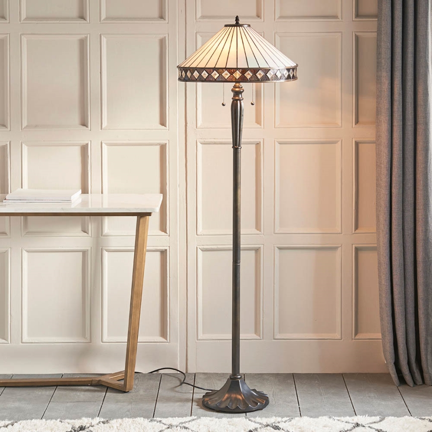 Endon 70936 - Stehleuchte Tiffany FARGO 2xE27/60W/230V Ø 50 cm