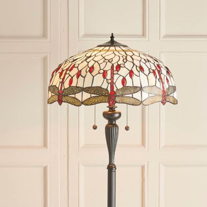 Endon 70940 - Tiffany-Stehleuchte DRAGONFLY 2xE27/60W/230V Ø 50 cm