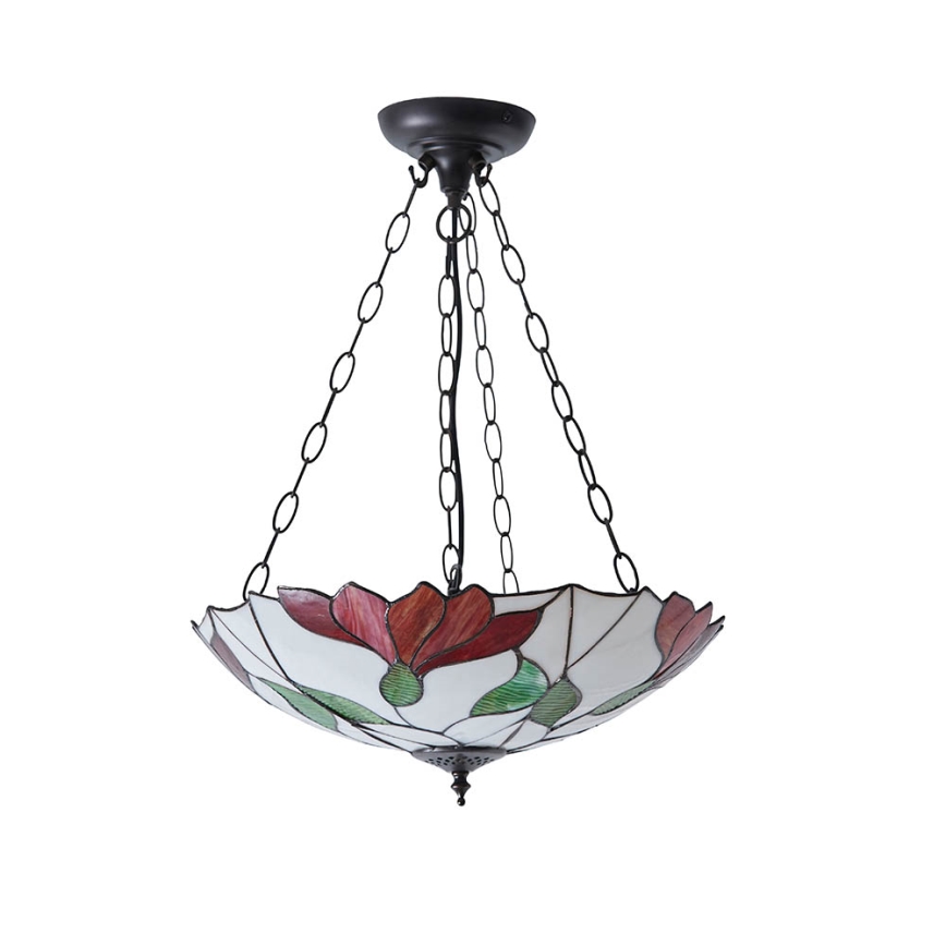 Endon 70946 - Tiffany BOTANICA Hängeleuchte mit Kette 3xE27/60W/230V Ø 45 cm