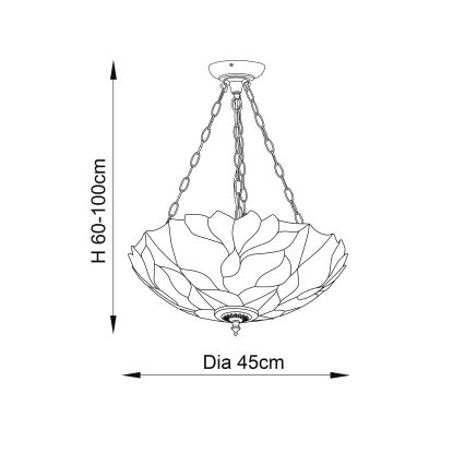 Endon 70946 - Tiffany BOTANICA Hängeleuchte mit Kette 3xE27/60W/230V Ø 45 cm