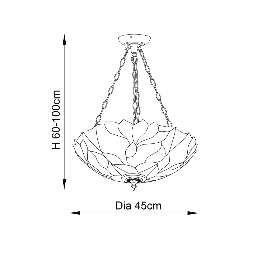 Endon 70946 - Tiffany BOTANICA Hängeleuchte mit Kette 3xE27/60W/230V Ø 45 cm