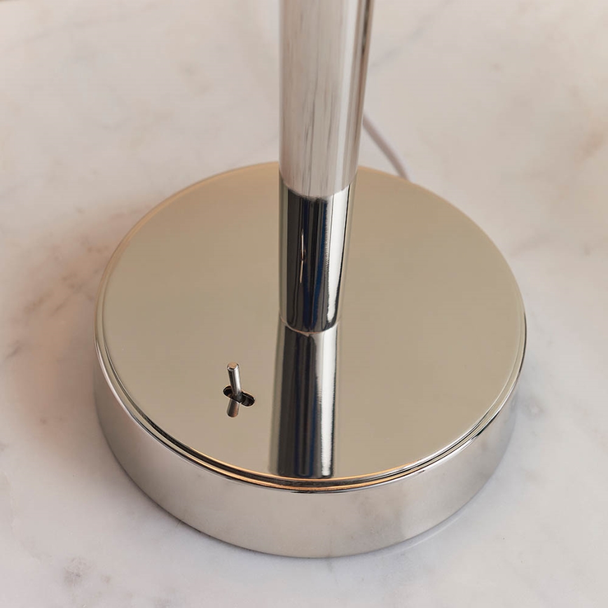 Endon 72175 - Tischlampe mit USB-Anschluss SYON 1xE14/40W/230V glänzender Chrom/Beige