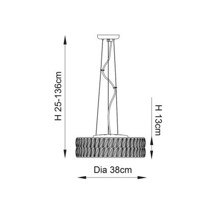 Endon 76513 - LED-Hängeleuchte an Drahtseil VERINA 5xLED/5W/230V glänzender Chrom