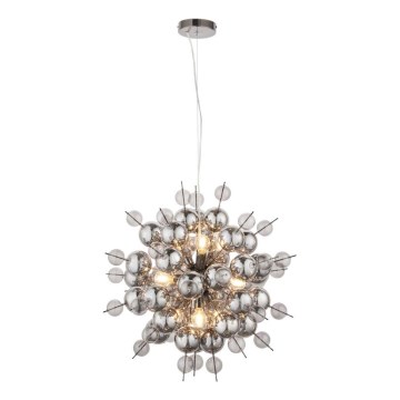 Endon 81583 - Hängeleuchte mit Kabel JOULES 9xE14/7W/230V glänzender Chrom/rauchfarbenes Glas