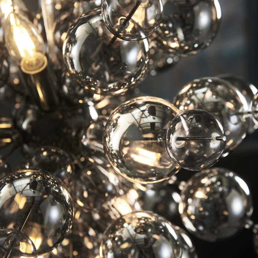 Endon 81583 - Hängeleuchte mit Kabel JOULES 9xE14/7W/230V glänzender Chrom/rauchfarbenes Glas