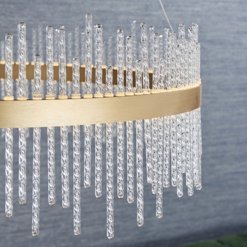 Endon 81908 - LED dimmbare Hängeleuchte an Seil ADRIEL LED/58W/230V 3000K Ø 70 cm gold/klar