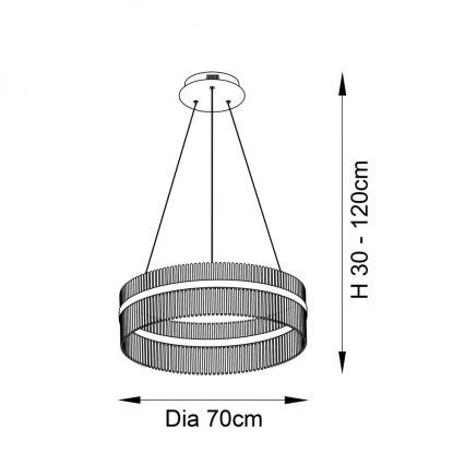 Endon 81908 - LED dimmbare Hängeleuchte an Seil ADRIEL LED/58W/230V 3000K Ø 70 cm gold/klar