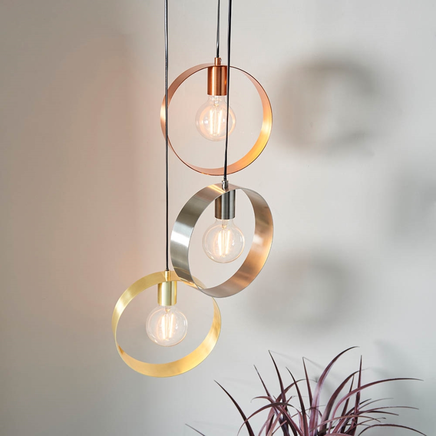 Endon 81922 - Hängeleuchte mit Kabel HOOP 3xE27/40W/230V gold/kupfer/mattchrom