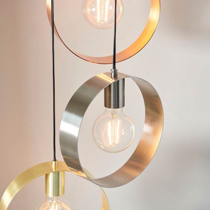 Endon 81922 - Hängeleuchte mit Kabel HOOP 3xE27/40W/230V gold/kupfer/mattchrom