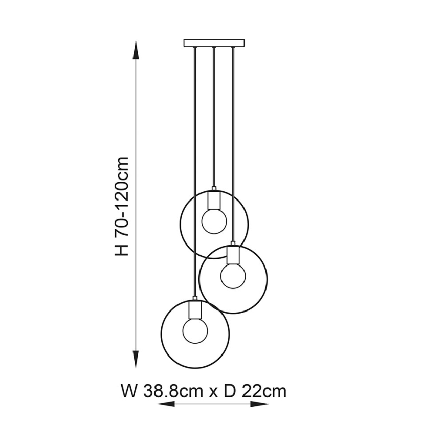 Endon 81922 - Hängeleuchte mit Kabel HOOP 3xE27/40W/230V gold/kupfer/mattchrom