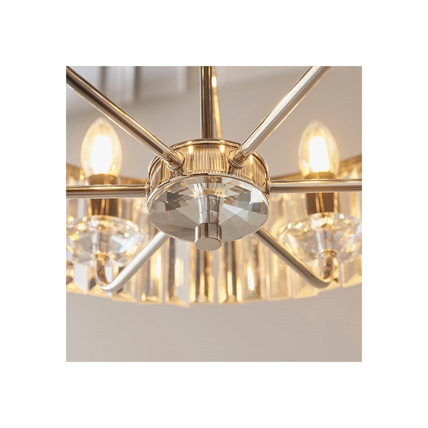 Endon 90263 - Kronleuchter an Kette CHESTERFIELD 6xE14/6W/230V Ø 55 cm glänzender Chrom