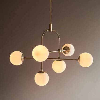 Endon 90842 - Deckenleuchte mit Stab 6xE14/7W/230V Messing/Weiß