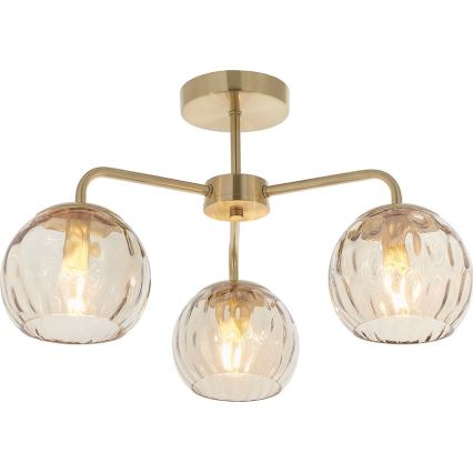 Endon 91968 - Aufbau-Deckenleuchte DIMPLE 3xE14/25W/230V, gold/rauchiges Beige