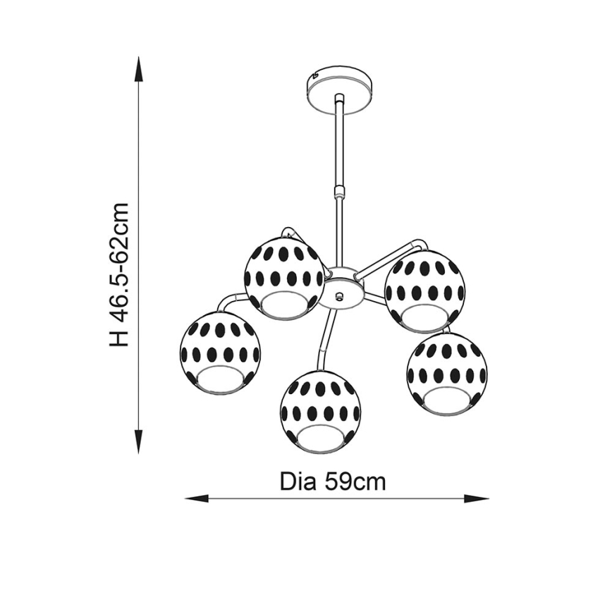 Endon 91969 - Pendelleuchte an Stange DIMPLE 5xE14/25W/230V goldfarben