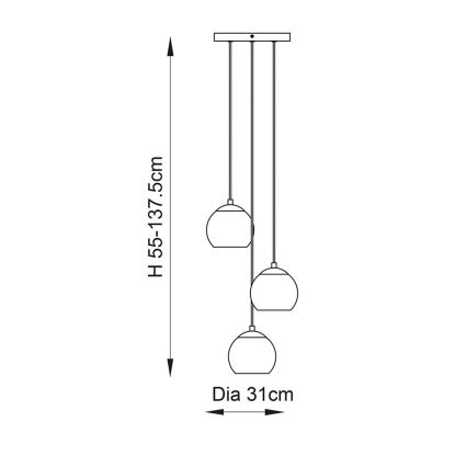 Endon 91971 - Hängeleuchte mit Kabel DIMPLE 3xE14/25W/230V gold/rauchbeige