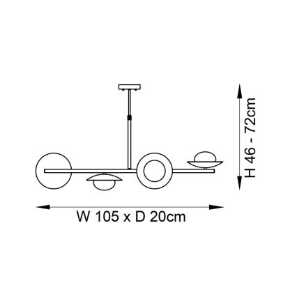 Endon 92036 - Pendelleuchte RUFFLE 4xG9/3W/230V Messing/Schwarz