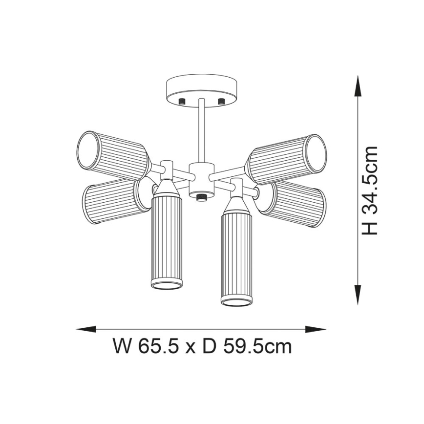 Endon 92213 - Deckenleuchte mit Stange 6xG9/3W/230V Messing