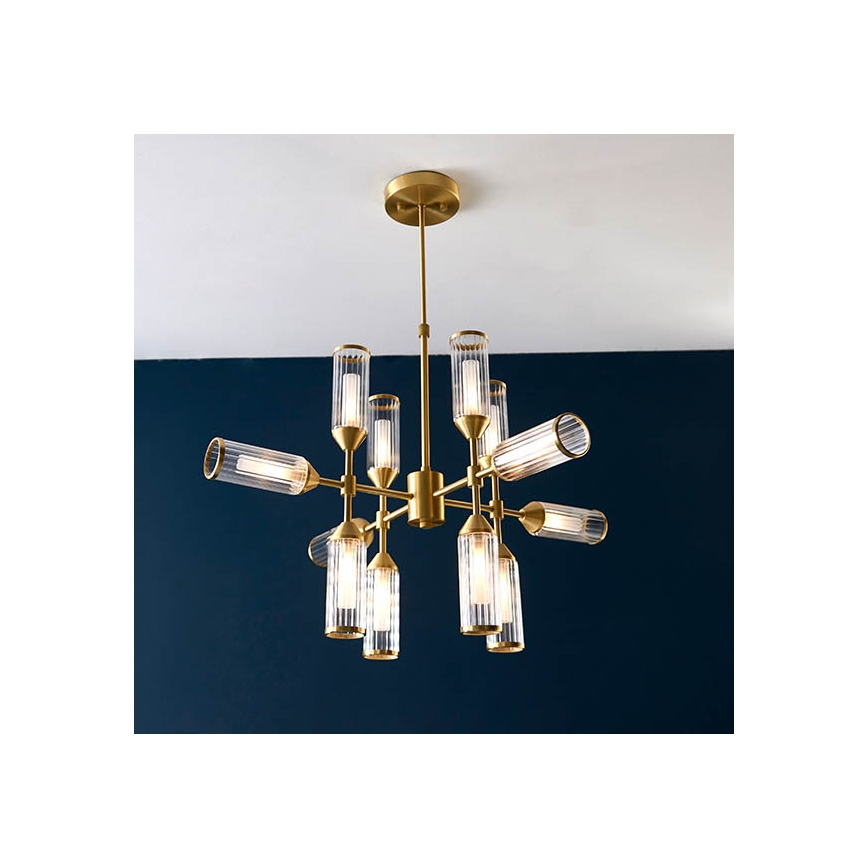 Endon 92214 - Pendelleuchte an Stange TOUR 12xG9/3W/230V Messing