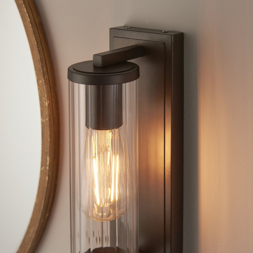 Endon 94077 - Badezimmer-Wandleuchte TAYLOR 1xE27/10W/230V IP44 braun