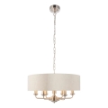 Endon 94357 - Kronleuchter an Kette HIGHCLERE 6xE14/40W/230V Ø 55 cm beige/mattchrom