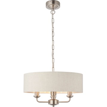 Endon 94361 - Hängeleuchte an Kette HIGHCLERE 3xE14/40W/230V beige/matt Chrom