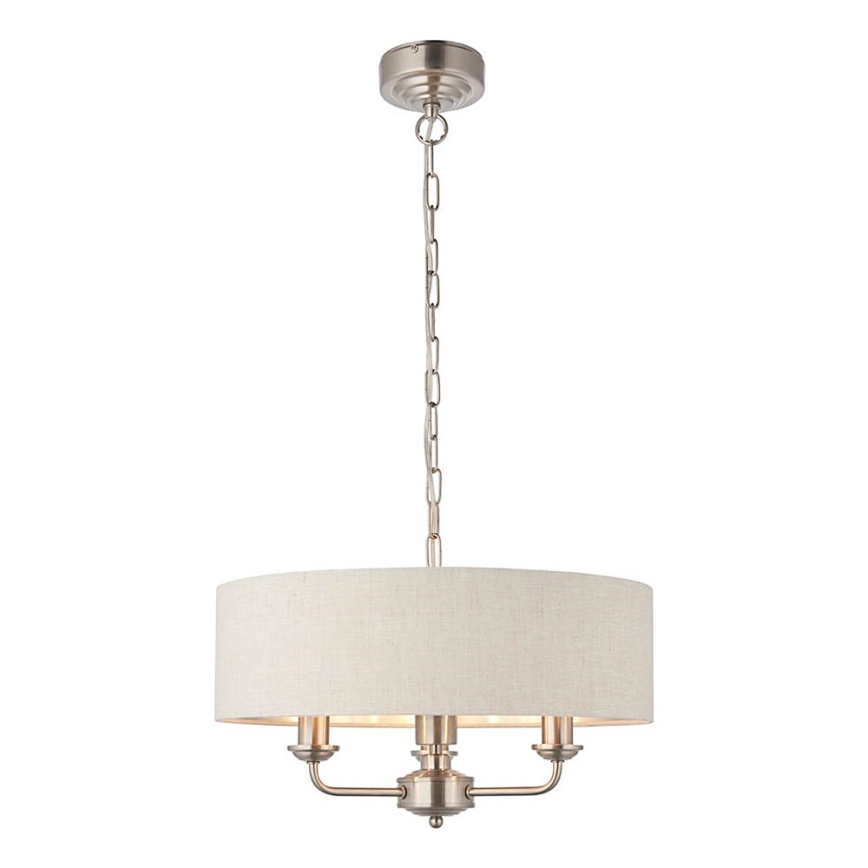 Endon 94361 - Hängeleuchte an Kette HIGHCLERE 3xE14/40W/230V beige/matt Chrom