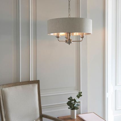 Endon 94361 - Hängeleuchte an Kette HIGHCLERE 3xE14/40W/230V beige/matt Chrom
