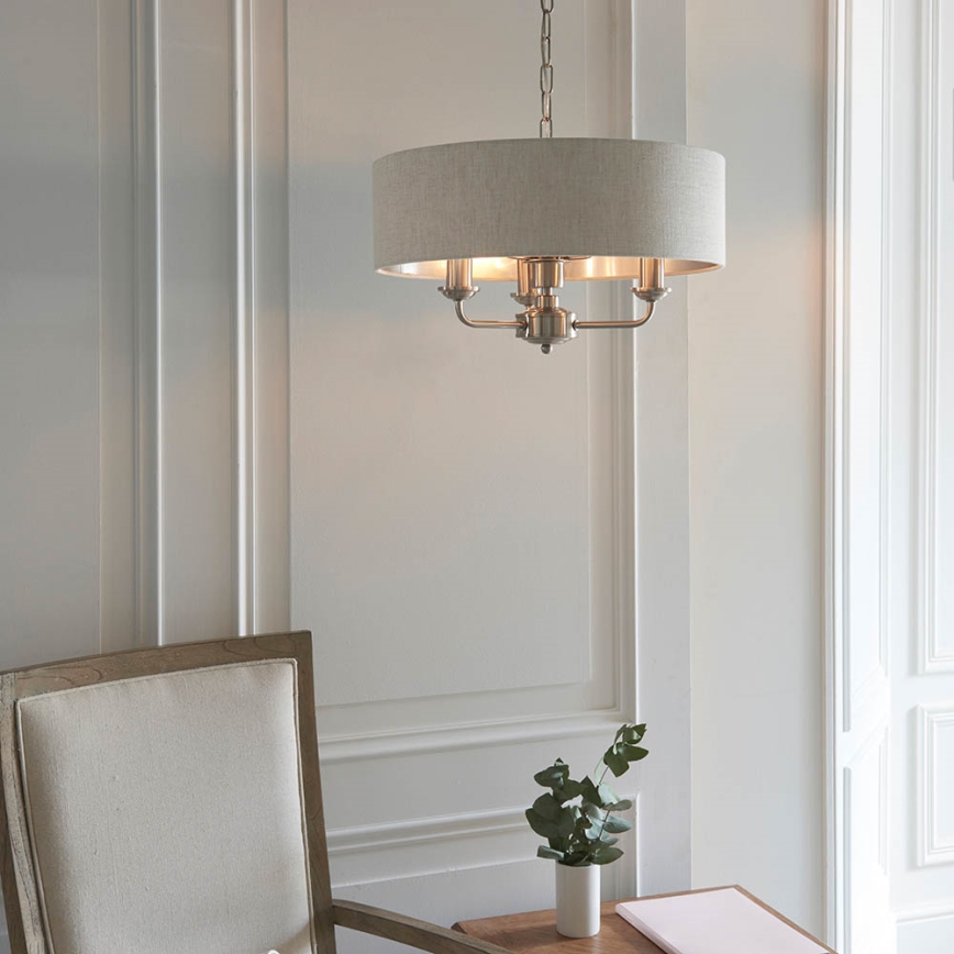 Endon 94361 - Hängeleuchte an Kette HIGHCLERE 3xE14/40W/230V beige/matt Chrom