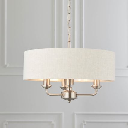 Endon 94361 - Hängeleuchte an Kette HIGHCLERE 3xE14/40W/230V beige/matt Chrom