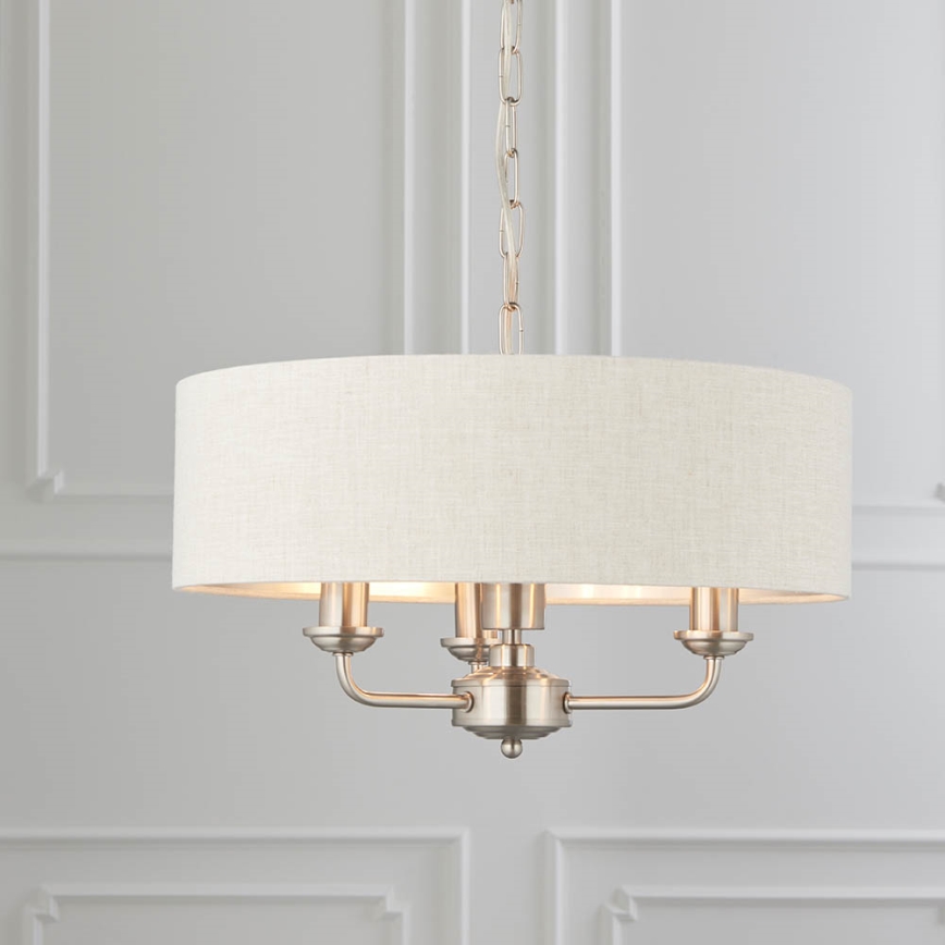 Endon 94361 - Hängeleuchte an Kette HIGHCLERE 3xE14/40W/230V beige/matt Chrom