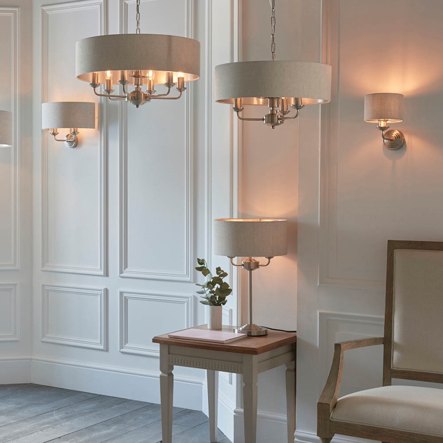 Endon 94361 - Hängeleuchte an Kette HIGHCLERE 3xE14/40W/230V beige/matt Chrom