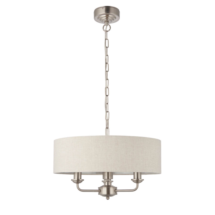 Endon 94361 - Hängeleuchte an Kette HIGHCLERE 3xE14/40W/230V beige/matt Chrom