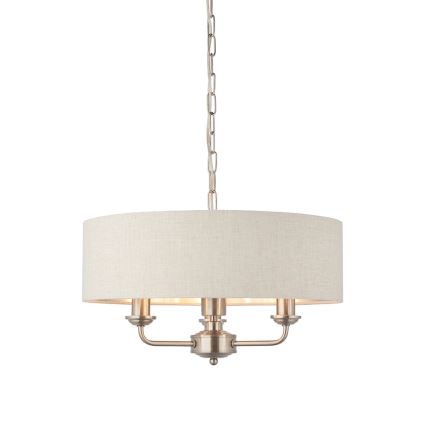 Endon 94361 - Hängeleuchte an Kette HIGHCLERE 3xE14/40W/230V beige/matt Chrom