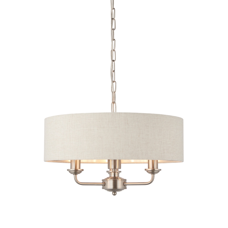 Endon 94361 - Hängeleuchte an Kette HIGHCLERE 3xE14/40W/230V beige/matt Chrom