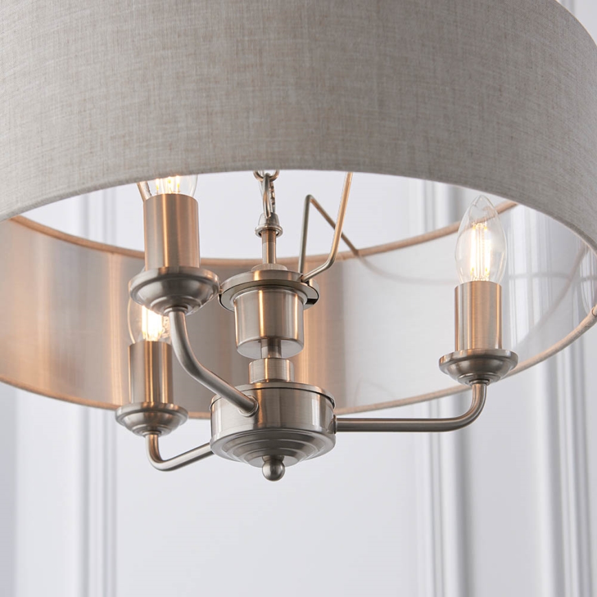 Endon 94361 - Hängeleuchte an Kette HIGHCLERE 3xE14/40W/230V beige/matt Chrom