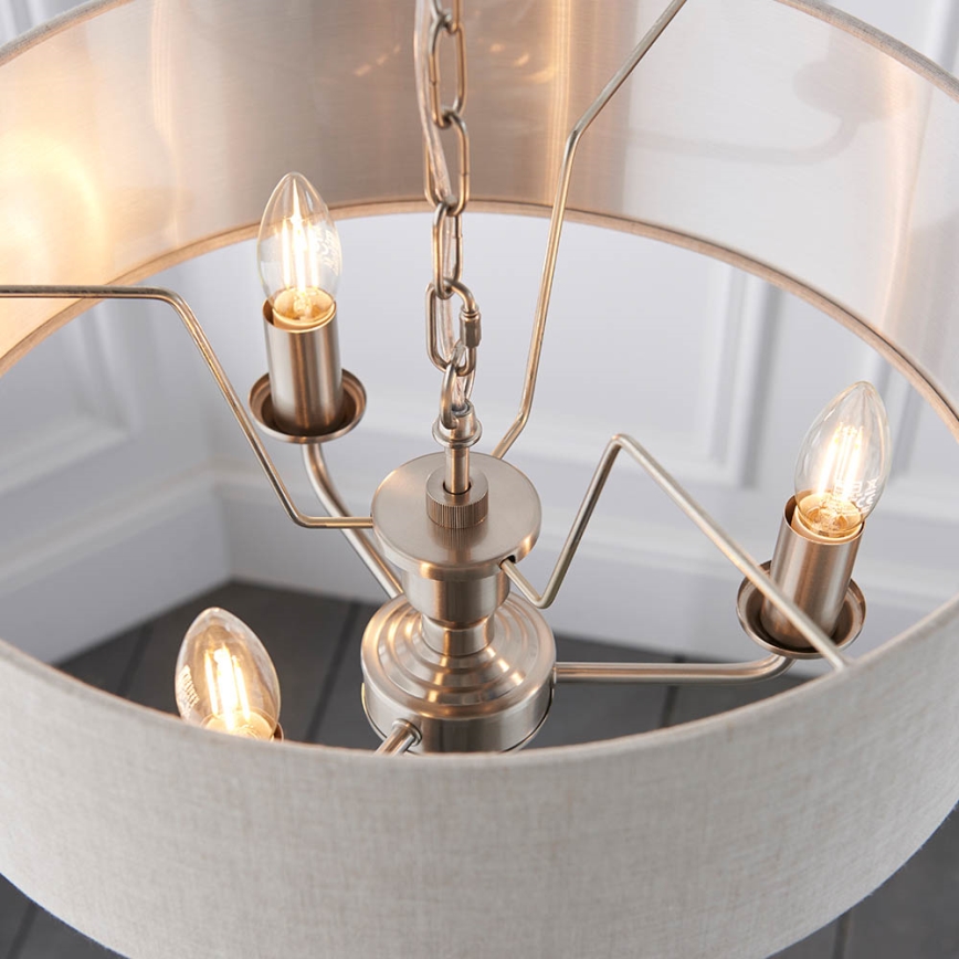 Endon 94361 - Hängeleuchte an Kette HIGHCLERE 3xE14/40W/230V beige/matt Chrom