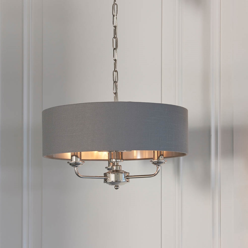 Endon 94377 - Hängeleuchte an Kette HIGHCLERE 3xE14/40W/230V grau/glänzendes Chrom