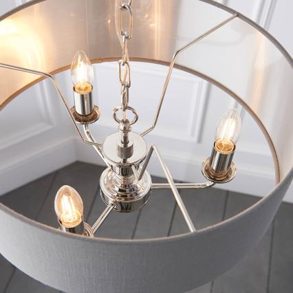 Endon 94377 - Hängeleuchte an Kette HIGHCLERE 3xE14/40W/230V grau/glänzendes Chrom