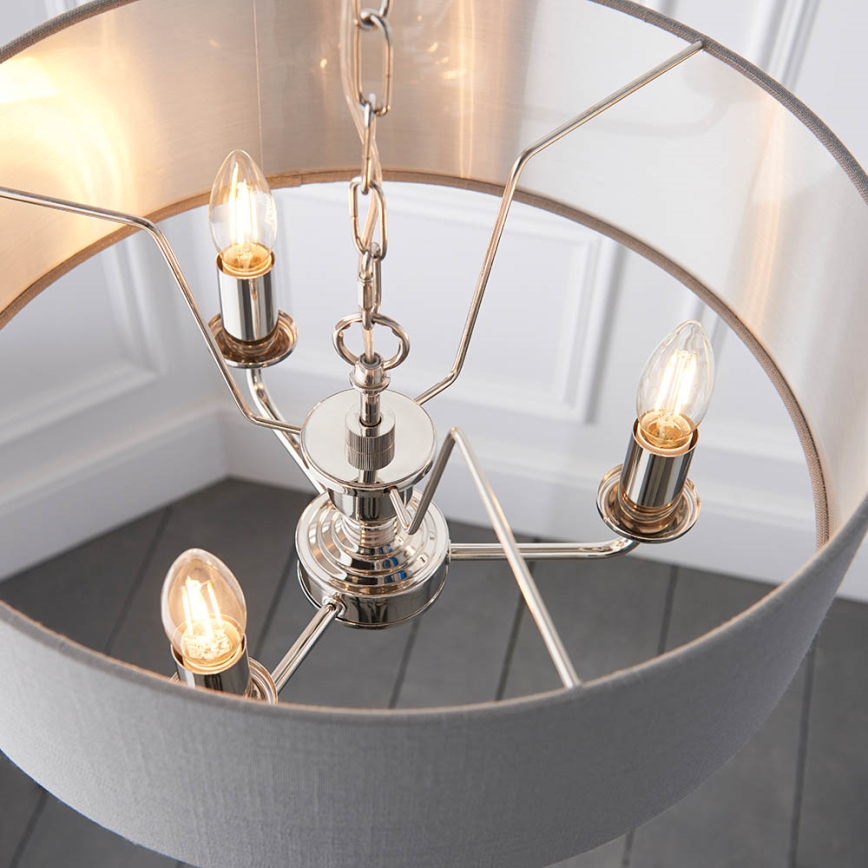 Endon 94377 - Hängeleuchte an Kette HIGHCLERE 3xE14/40W/230V grau/glänzendes Chrom