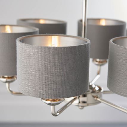 Endon 94381 - Kronleuchter an Kette HIGHCLERE 6xE14/28W/230V grau/glänzendes Chrom