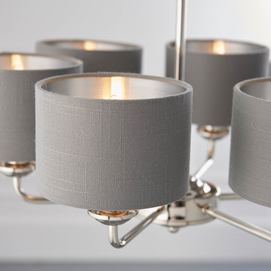 Endon 94381 - Kronleuchter an Kette HIGHCLERE 6xE14/28W/230V grau/glänzendes Chrom