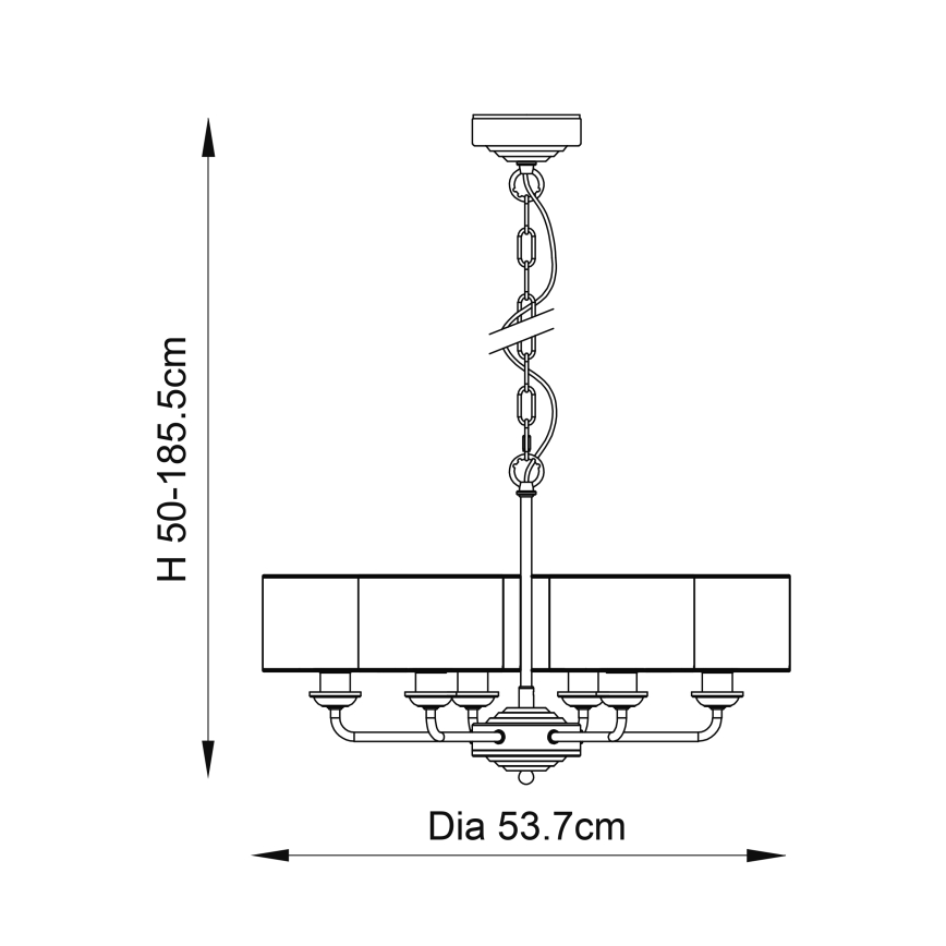 Endon 94381 - Kronleuchter an Kette HIGHCLERE 6xE14/28W/230V grau/glänzendes Chrom