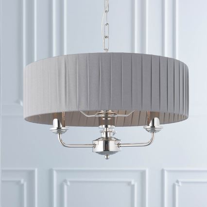 Endon 94394 - Hängeleuchte an Kette HIGHCLERE 3xE14/40W/230V dunkelgrau/glänzendes Chrom