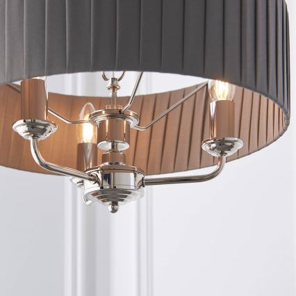 Endon 94394 - Hängeleuchte an Kette HIGHCLERE 3xE14/40W/230V dunkelgrau/glänzendes Chrom