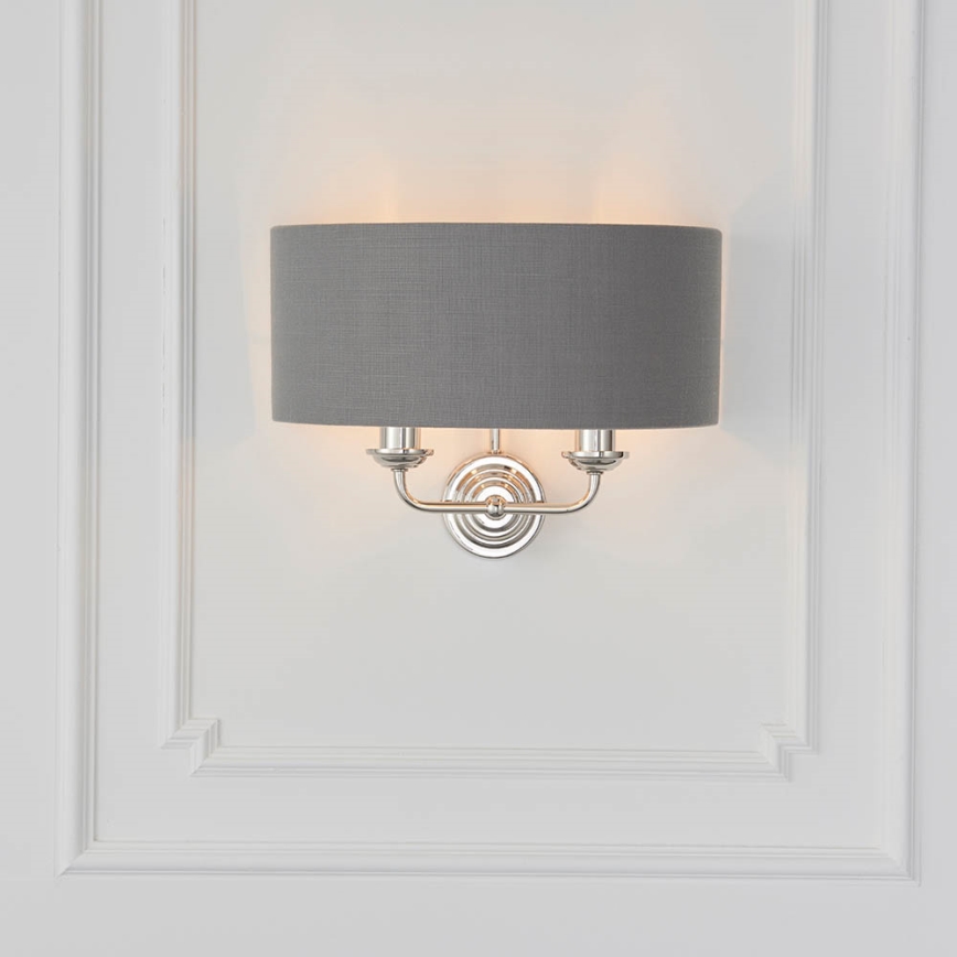 Endon 94406 - Wandleuchte HIGHCLERE 2xE14/40W/230V dunkelgrau/glänzendes Chrom
